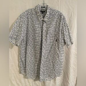 Eddie Bauer White and Blue Casual Shirt
